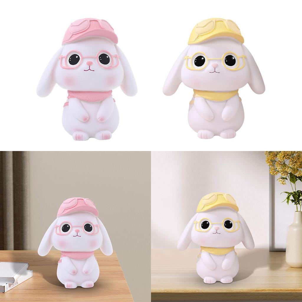 Piggy Bank Change Box Adorable Container Money Box Bunny Figurine Money Bank for Kids Dining Room Bedroom Girls Living Room