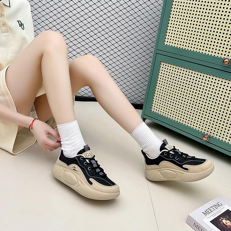 Women's Casual Platform Sneakers Anti-Slip Comfortable PU Leather Running Walking Shoes Lightweight Chunky Lace-Up Sneakers Tennis Shoes for Women
