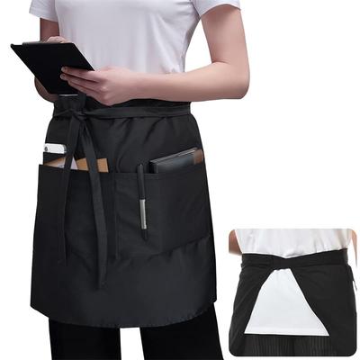 Uniwersalny Fartuch typu bib dla unisex do połowy biustu Restauracja Kuchnia Kawiarnia Herbaciarnia Kelnerka Kucharz Mundur Krótki Fartuch do Pasa z Kieszeniami