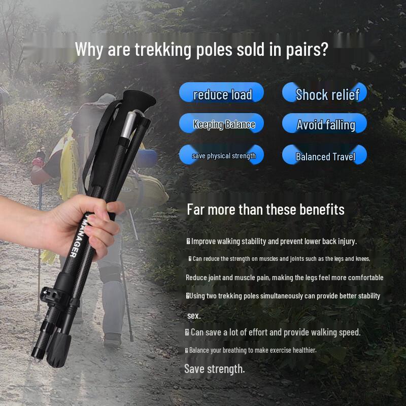 Linpan 3K Carbon Fiber Foldable Trekking Pole