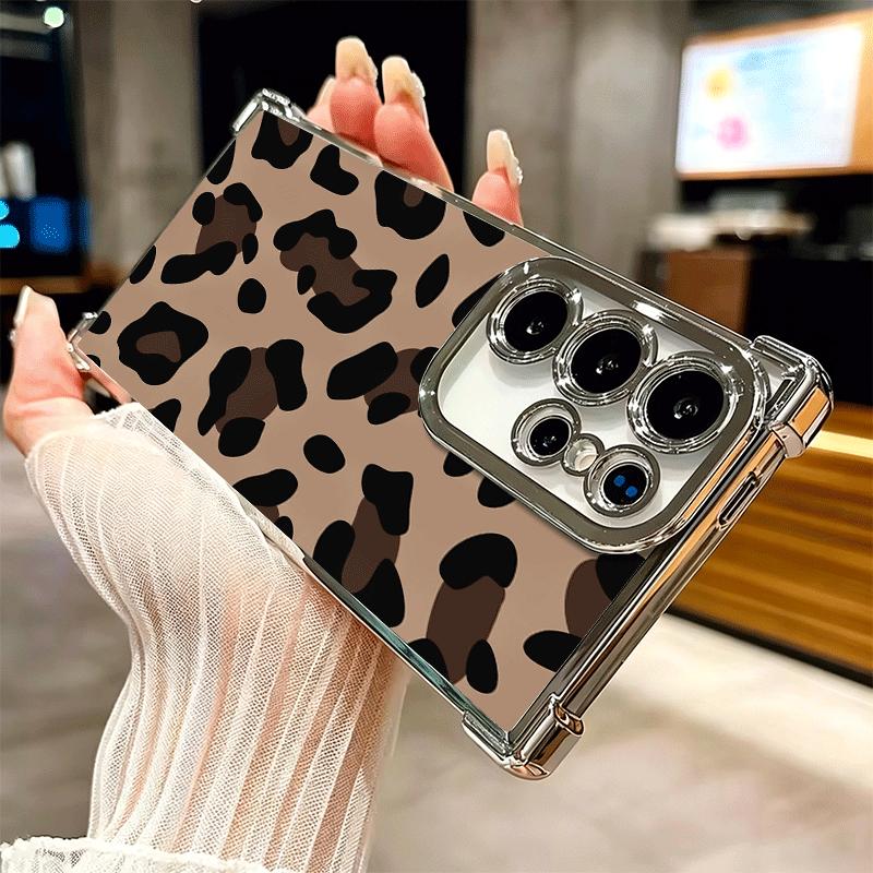 Leopard Print Trend Desgin Plating Phone Case For Samsung Galaxy S24 S25 FE S26 Edge S23 Ultra S22 S21 Plus S20 Anti-Fall Airaba