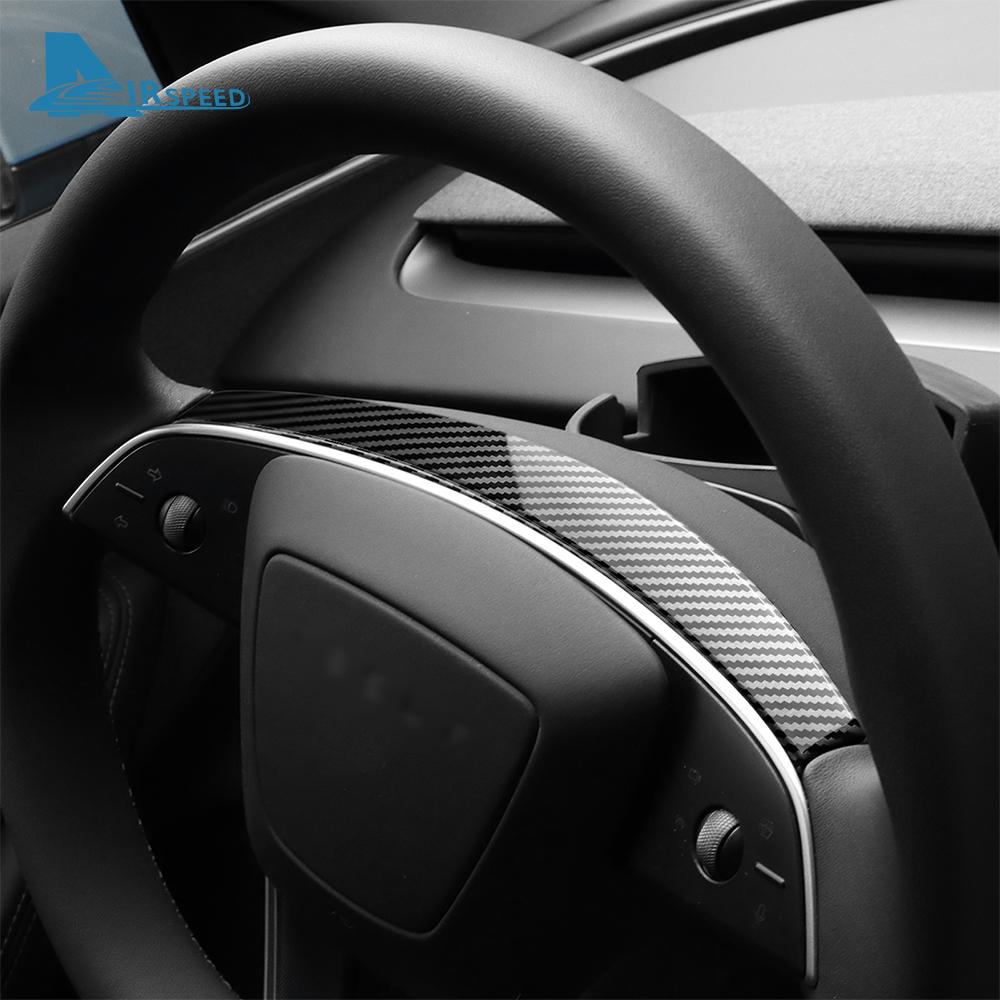 ABS Carbon Fiber Steering Wheel Frame Cover For Tesla Model 3 Highland 2025 Model Y Juniper 2025 Trim Car Interior Accessories
