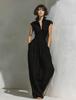 Hot-selling Women's Clothing New Long Dress Waist Sleeveless Solid Color V-neck Dress