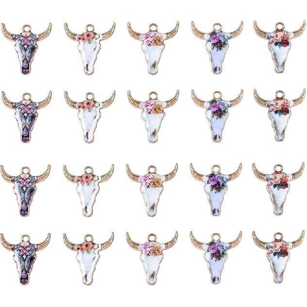 KitBeads 40pcs Enamel Rabbit Charms Mixed Styles Easter Bunny Charms Flower Printed Animal Bunny Rabbit Charms for Jewelry Making Bulk