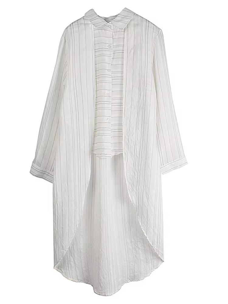 Xitao Cămașă cu dungi asimetrice pentru femei cu un singur piept ZY8917