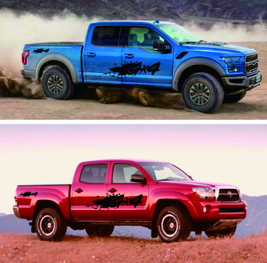 Car Side Door Trunk Decoration Decals 4X4 Off Road Pickup Graphics Sticker Black