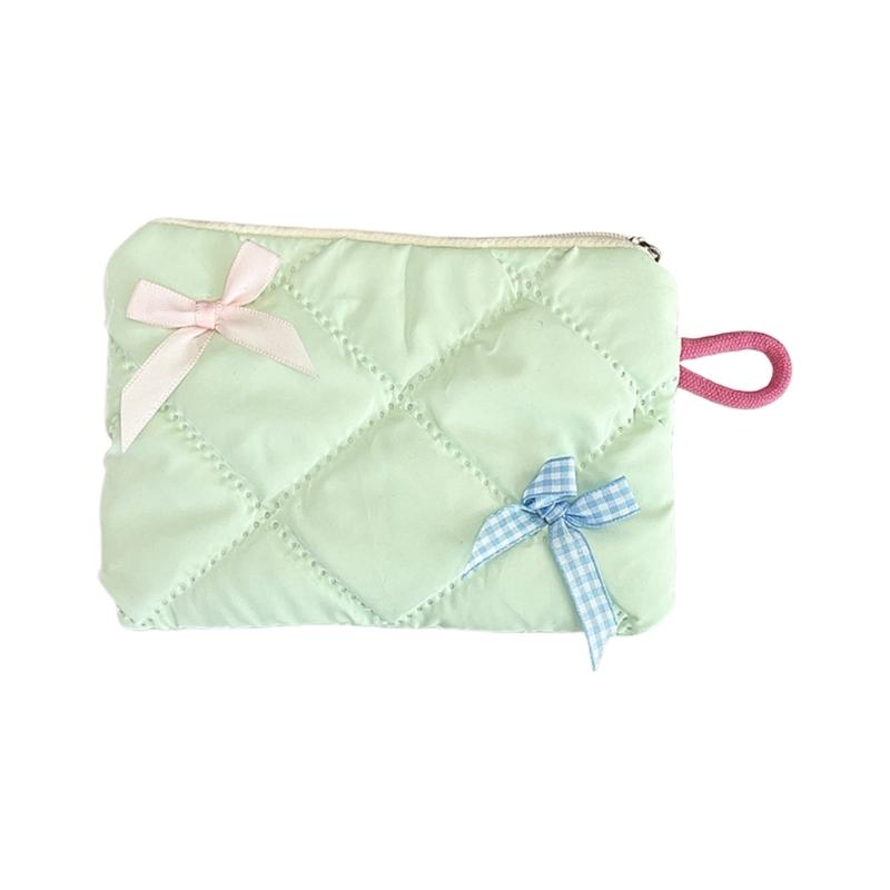 Polyester Bowknot Cosmetic Pouch Versatile Portable Organizers for Travel and Daily Accessories