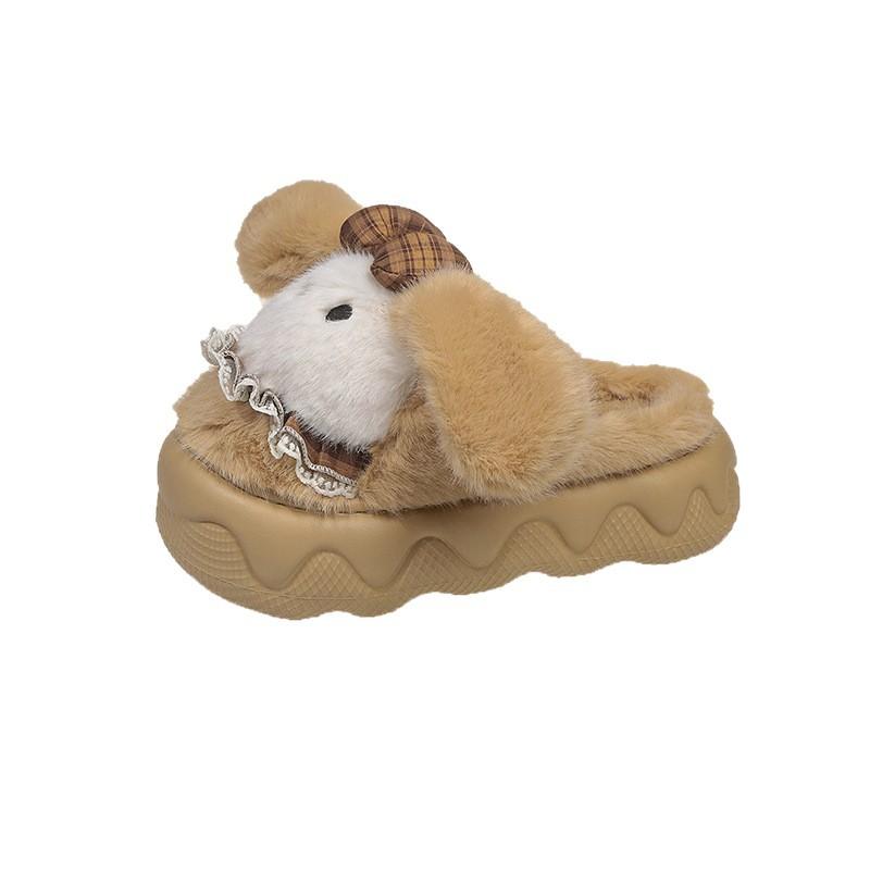 Niedliche Kätzchen Baumwollpantoffeln Damen Herbst und Winter 2025 neu dicksohlige Scheiße-treten Tasche und Plüsch warme Winterpantoffeln