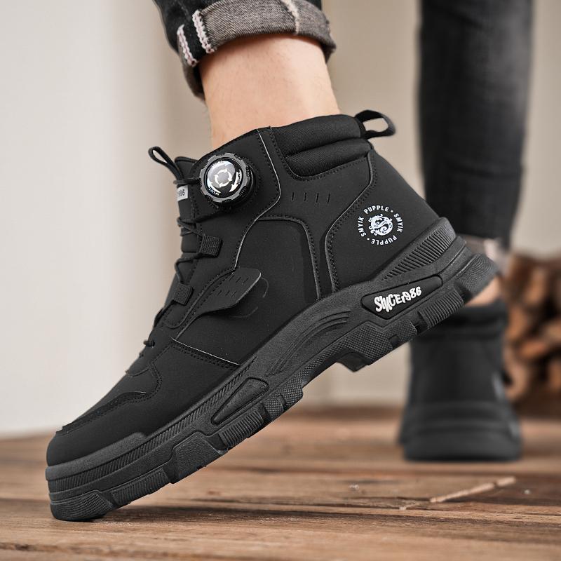 Pánské boty podzimní a zimní ležérní žluté boty protiskluzové outdoorové boty měkká podrážka módní mládež rotační tkaničky pracovní boty