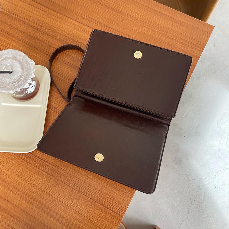 Vintage Pu Leather Women Shoulder Bag Small Handbags Solid Color Square Ladies Armpit Bag Fashi Simple Female Clutch Purses