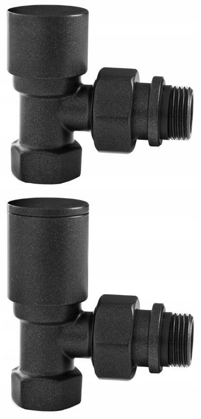 Set of Radiator Valves, Anthracite Premium, Angled