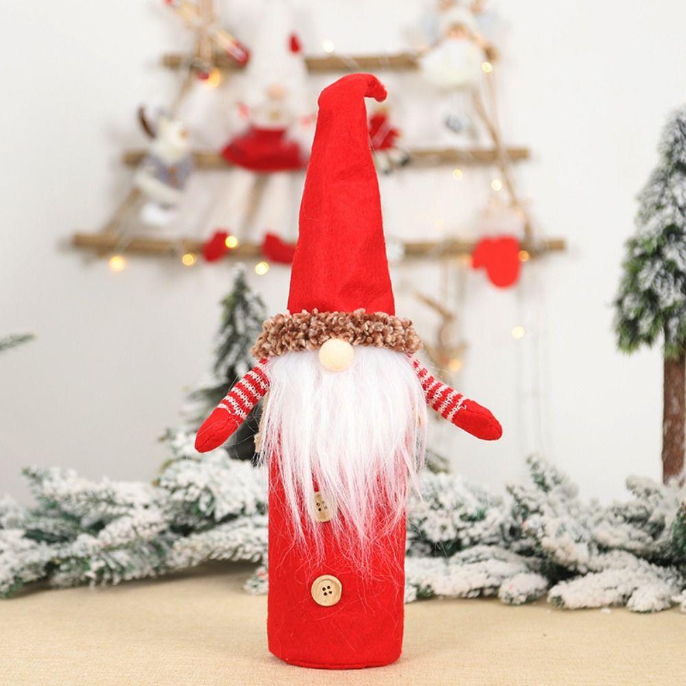 Reusable Faceless Doll Wine Cap Non-woven Wine Bottle Bag Christmas Wine Bottle Cover  Red Wine