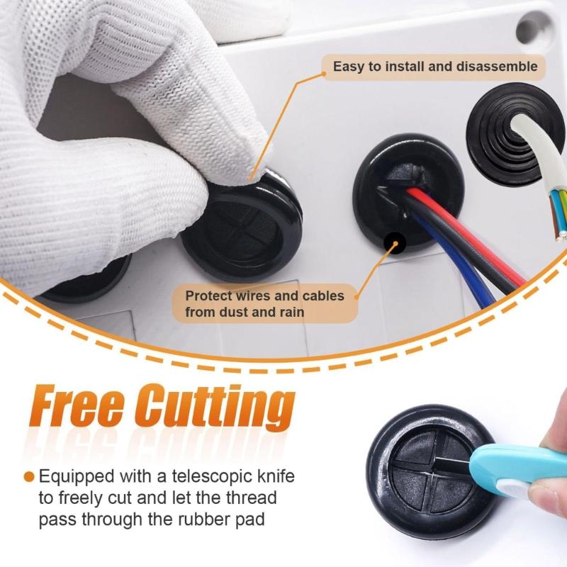 30 ks Sady gumových průchodek Průchodky pro přepážky Průchodky pro kabely Kulaté průchodky pro šasi Dvojstranné gumové zátky do otvorů Průchodky s návleky