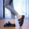 CRLAYDK Platform Slide Sandals for Women Beach Fold Summer Causal Thick Sole Soft Leather Open Toe Slip on Slippers
