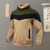 Men Fall Winter Hoodie Colorblock Drawstring Thick Plush Long Sleeves Big Pocket Hooded Retro Thin Loose Daily Wear Casual Sport Top