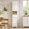 Bathroom Cabinet, 2 Doors, Drawer, Open Shelf, Adjustable Shelves, 30 x 30 x 170 cm, White