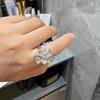 Huajie Charming Full Paved Zircon Petal Two Tone Women's Rings Irregular Elegant Banquet  Trend