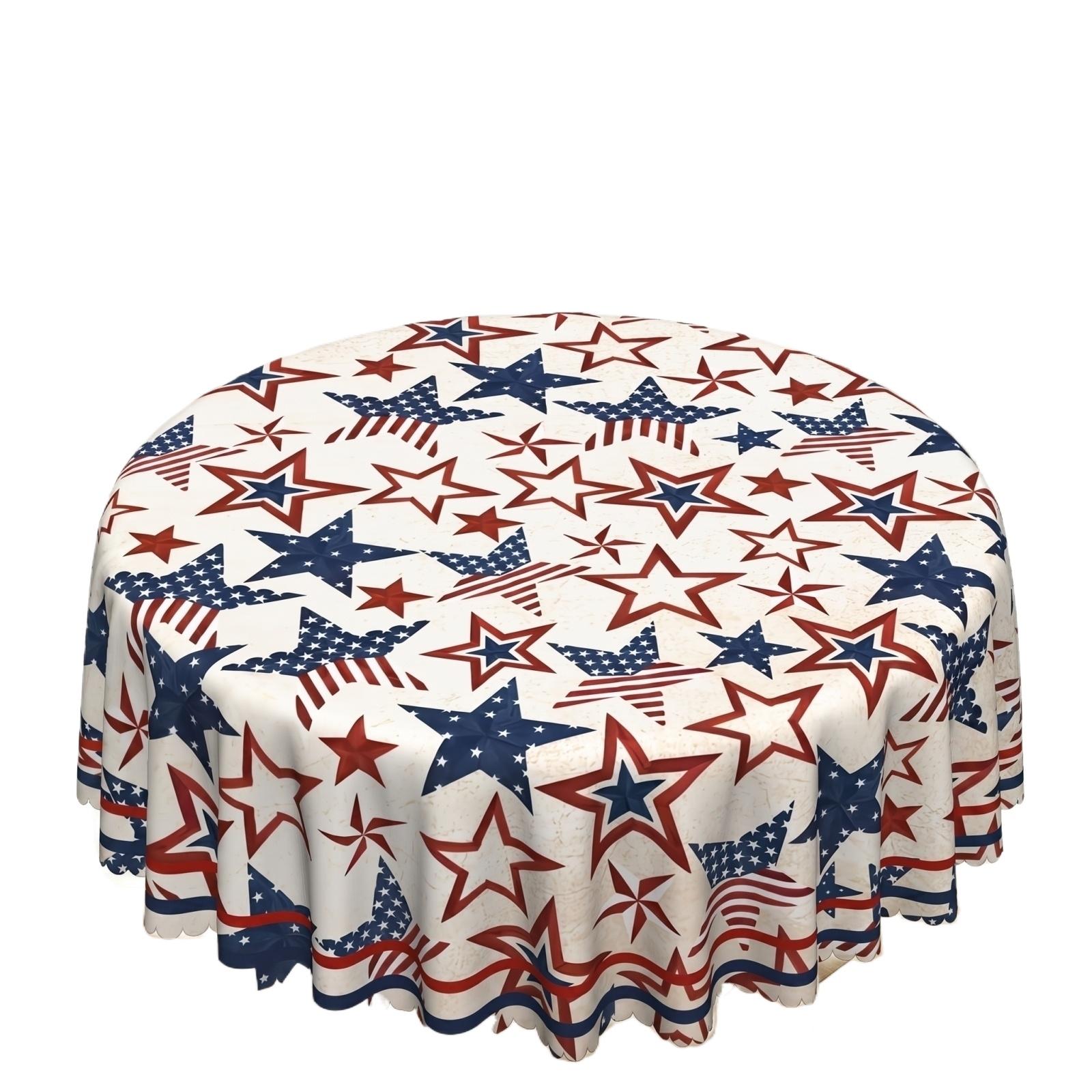 0th Anniversary Table Flag Independence Day Dining Table Festive Decorative Tablecloth One Size