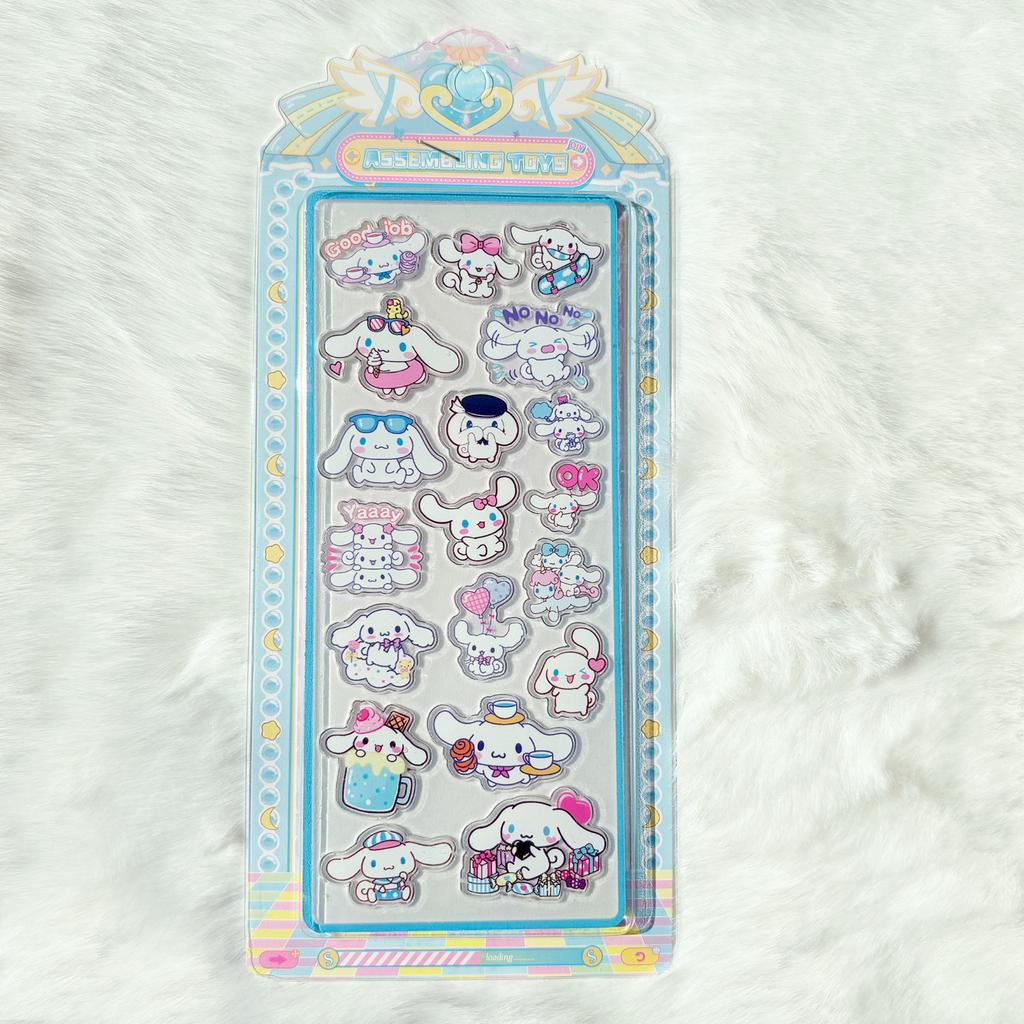 3D Transparent Sanrio Decals, Kawaii Hello Kitty Kuromi Animation Design Decals for Laptop Water Bottle Scrapbook Kids