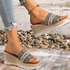 Fashion Summer Patchwork Wedges Slippers for Women Bohemian Open Toe Beach Women\'s Slippers Non-Slip Plus Size Slides for Woman