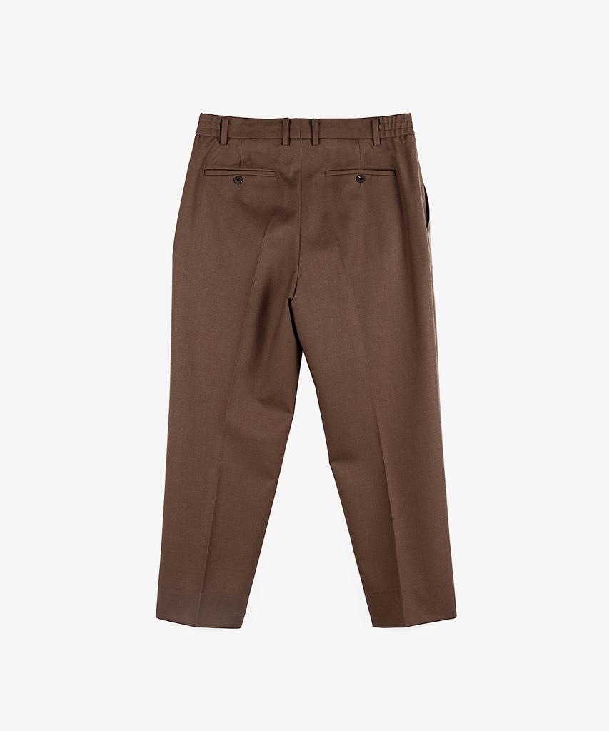 CONNECT KINLOCH Two-Puck Tapered Wool Twill Pants (Brown)