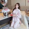 Pajamas female princess style doll collar medium sleeve new floral beautiful girl trousers set ice and snow silk women's loungewear