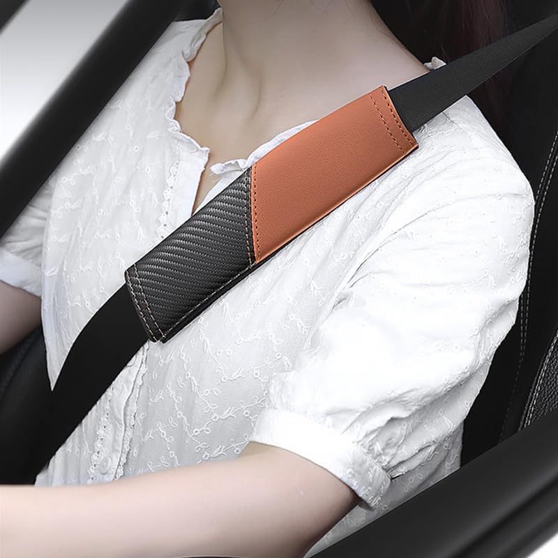 2 Packs seat Belt Cover pad Seatbelt Covers car Shoulder Cover Leather Fitted with Carbon Fiber Comfortable Thickened wear-Resistant Durable Suitable