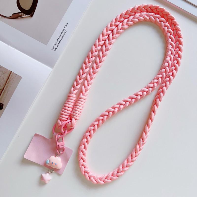 Woven Fashion Cartoon Pendant Mobile Phone Lanyard with Clip - Sturdy Anti-Lost Crossbody Chain