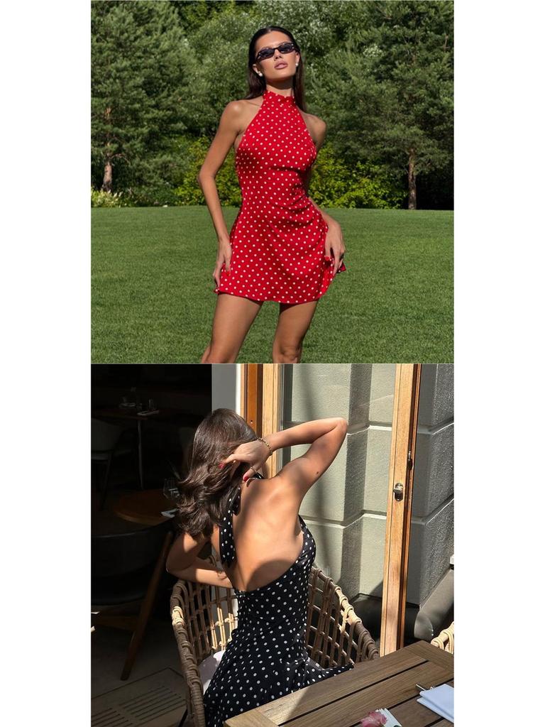 European & American Style Polka Dot Sleeveless Bodycon Dress