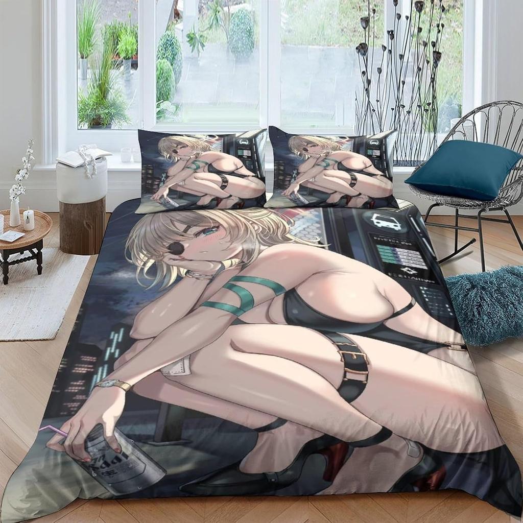 Full and Sexy Girl 3D Printed Anime Girl, Child Girl, Boy, Adult Duvet Cover, Bedding Sheet, Zipper and Pillowcase, Soft Ultra-f