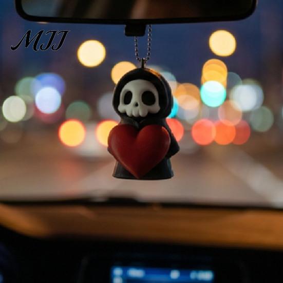 Dark Aesthetic Accessory Holding Heart Grim Reaper Keychain Charm, 3D Printed Gothic Skull Decor with Ball Chain, Backpacks Bags Purse Hanging