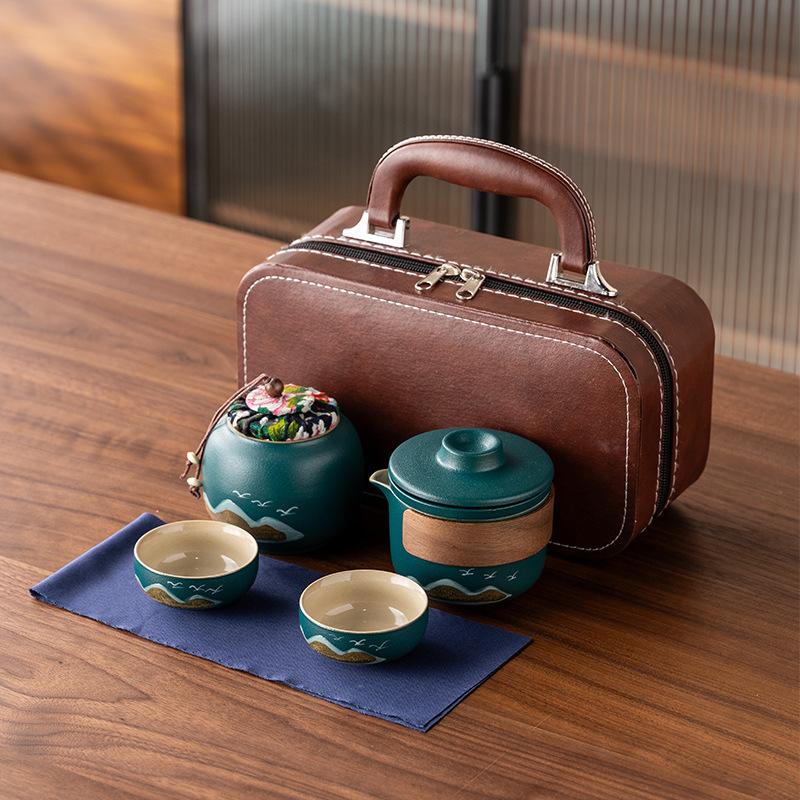 Hand-painted New Chinese High-end Gift Tea Set, One Pot and Four Cups Set, Light Luxury Gift Box, and the Whole Set of Gifts.