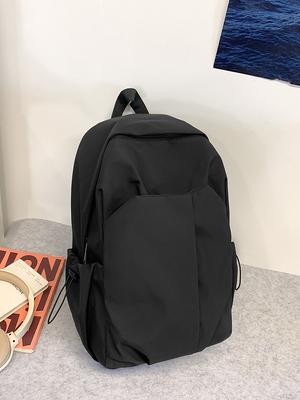 Повседневная сумка на двойном плече в корейском стиле с текстурой, школьный рюкзак большой вместимости, модная и простая однотонная сумка для ноутбука, подходящая для