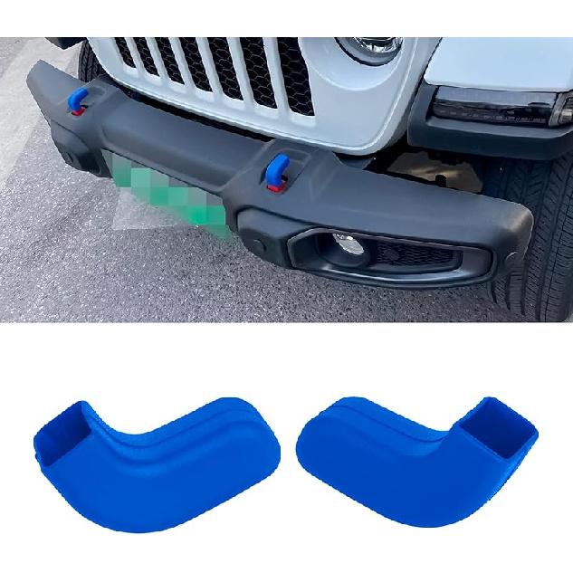 Blue Factory Bumper Tow Hook Covers Fit For Jeep Wrangler JK JL & Gladiator JT 2007- Front Bumper, Add Cushioned Grip To Tow Strap Recovery, Protect