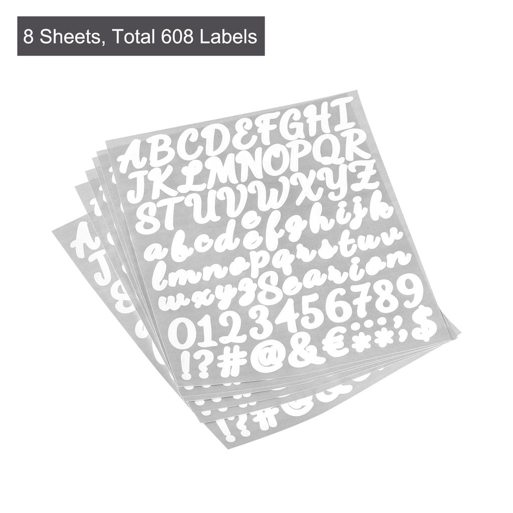 6/8 Blatt Buchstaben Alphabet Zahlen Aufkleber Reflektierende Etiketten Selbstklebend Vinyl Aufkleber für Klassenzimmer Organisation Schild Adresse