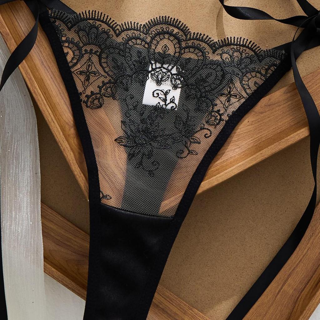 Hot-Selling Translucent Bow Ribbon Lingerie Set - Temptation Flirting Bra 201
