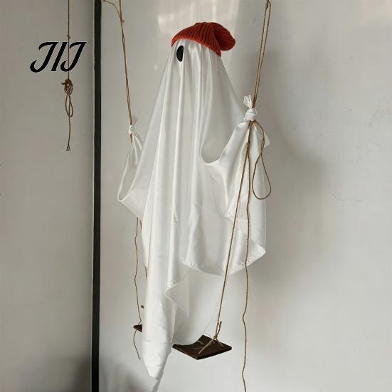 Outdoor Festive Ghost Decorations Halloween Indoor, IP44 Waterproof Light Up Hanging Swing Cute Decoration, DIY Atmosphere for Trees Standing