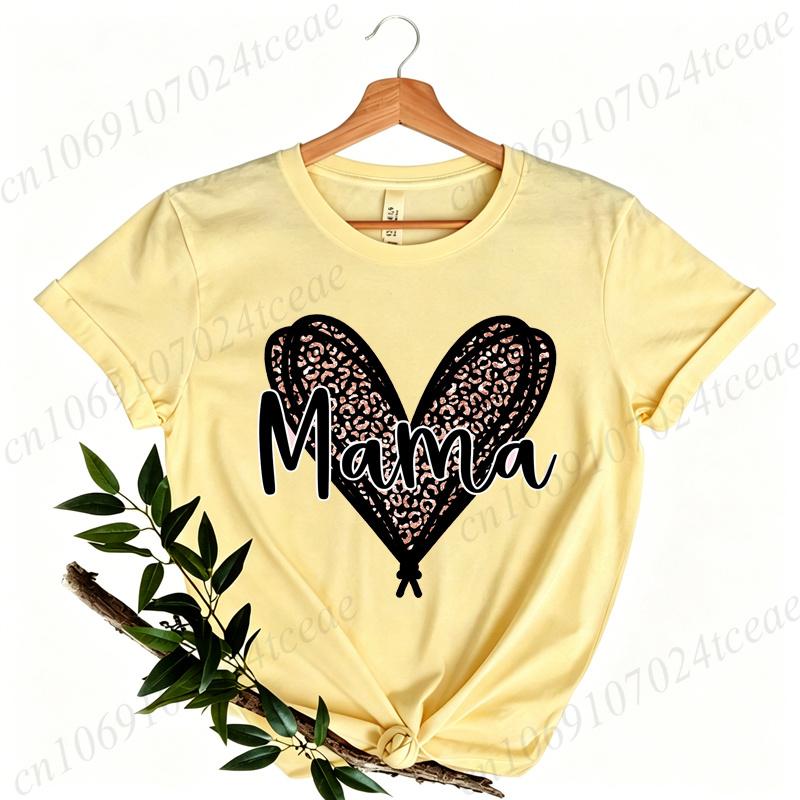 Women's Casual shirts Mama Leopard Print Women's Crewneck Casual Short Sleeve T-Shirt Summer Harajuku Streetwear Women Clothes