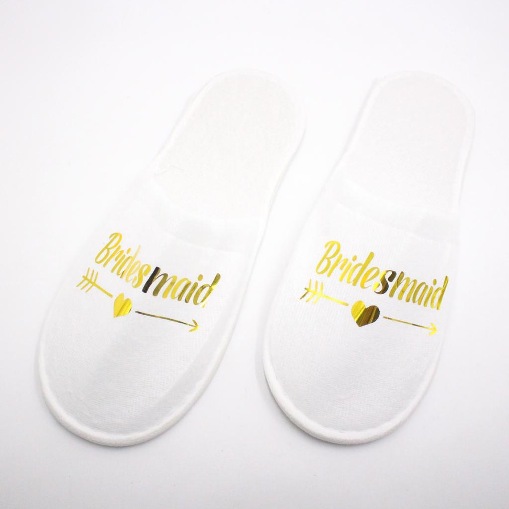 Fashion 20 Pairs Bride & Bridesmaid, Wedding Party Guests Home Slip on Shoes Bridal Party Slippers Open-toe with Golden, Red and Black