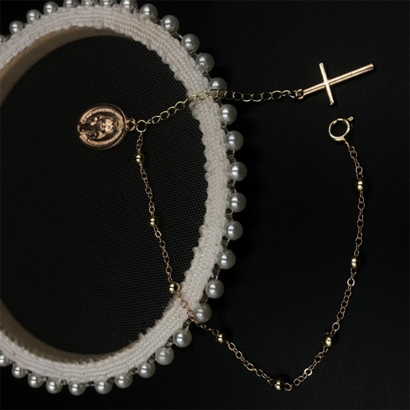 Rosary Bracelet Christ Prayer Wristband Round Metal Rosary Bracelet Favor Catholic Mini Rosary Beads Bracelet For Women