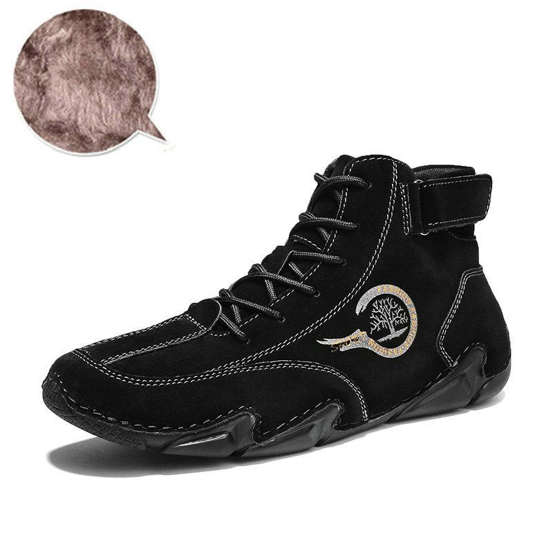 Men s Winter Casual Martin Boots: Trendy Outdoor Velvet Short Boots 38