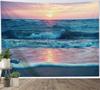 Ocean Tapestry Wall Hanging, Sea Beach Wave Sun Cloud Landscape Scenery Nature Wall Art [Double-Folded Hems] Bohemian Home Decor
