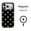 Black and White Polka Dot Floral MagSafe Case for iPhone 15 Pro Max
