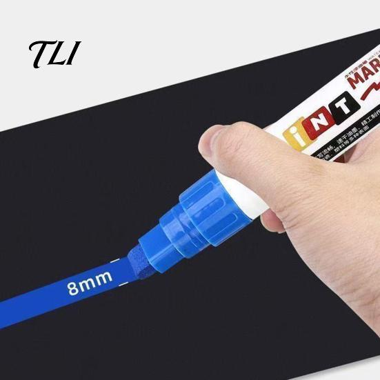 Plastic Surface Paint Pens 12 Colors Flat Tip Marker, Oil Based Broad Pen for Metal Tire Steel Glass Leather, Waterproof Quick Dry Touch Up