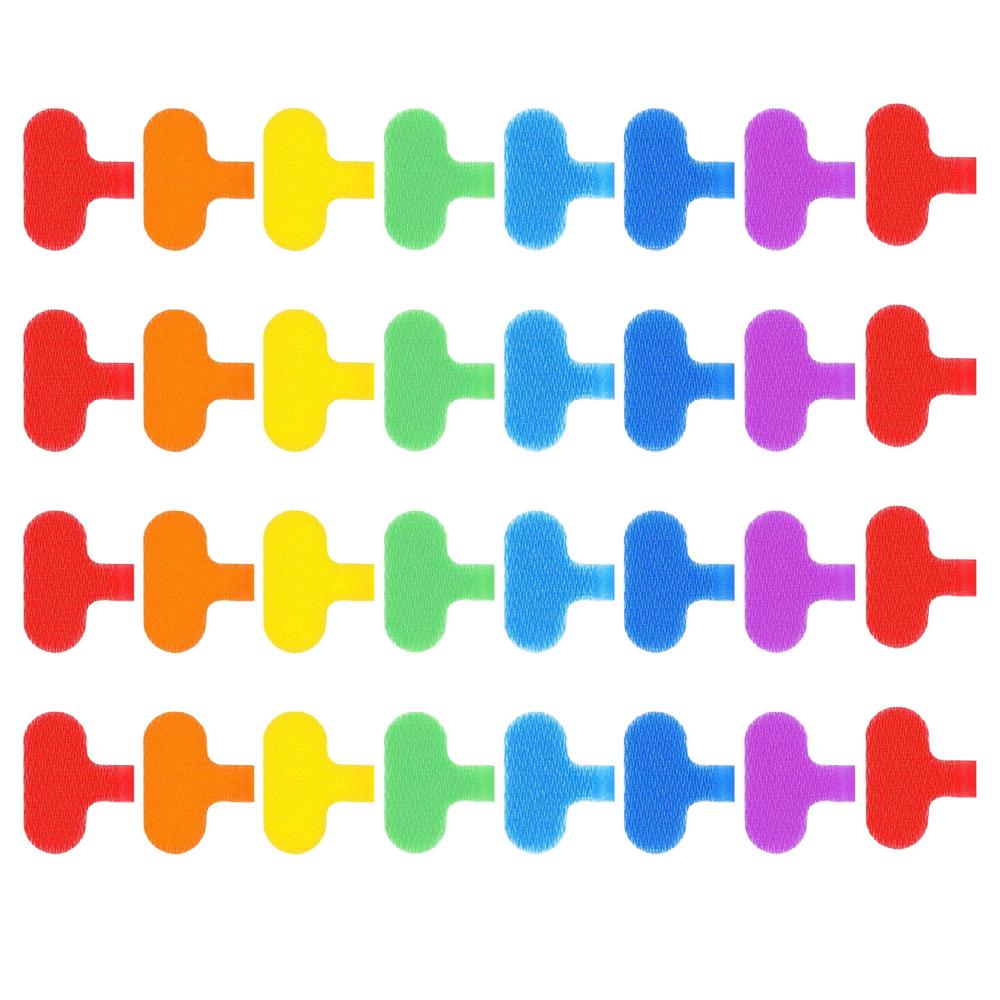 32pcs Writable Data Cables Label Reusable Multi-Color Nylon Tags Erasable Wire Headphones Markers Home Office Storage Supply