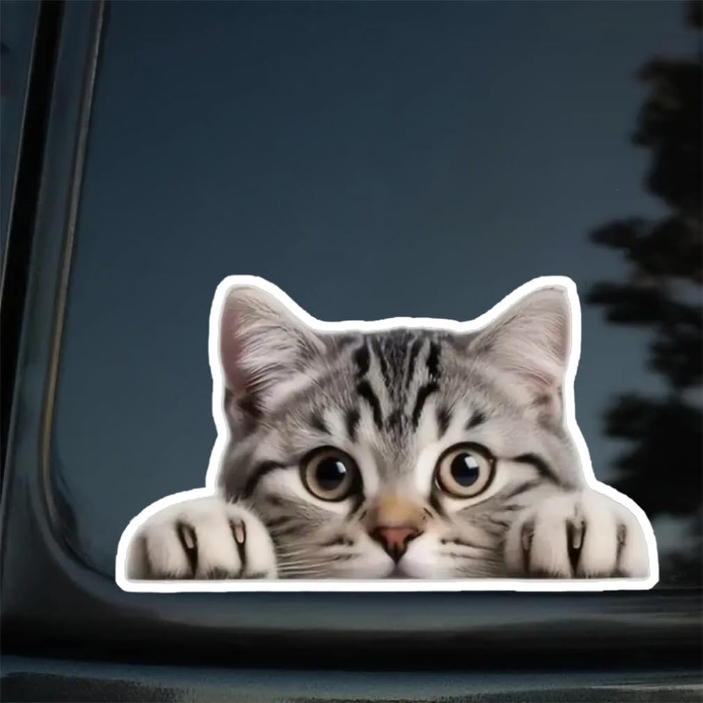 2 Pack 15x8.5cm Peeking Cat Funny Waterproof Vinyl Car Decal Exterior Decor Accessories for