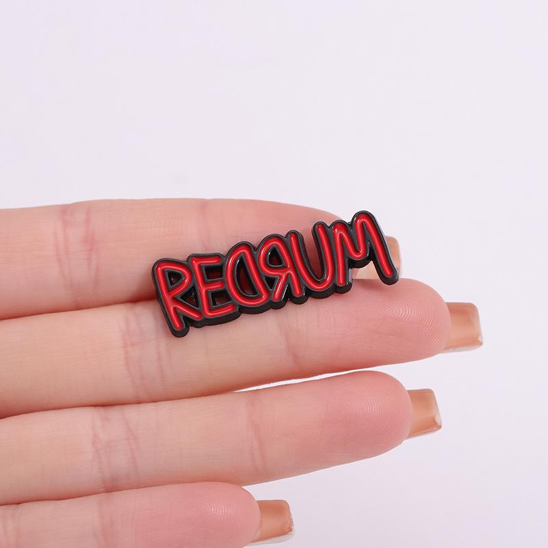 REDRUM Enamel Pin Custom Red Letter Horror Movie Inspiration Brooch Lapel Backpack Badge Halloween Jewelry Gift For Friends