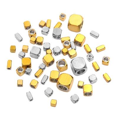 18K Electroplated Stainless Steel Rectangular Beads for DIY Jewelry - Smooth, Color-Retaining Spacer Beads for Necklaces & Bracelets.
