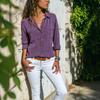 Camicia da Donna Collo a Revers Manica Lunga Abbottonatura Camicetta Top con Tasche Colore Puro Vestibilità Regolare Top Casual da Lavoro Quotidiano