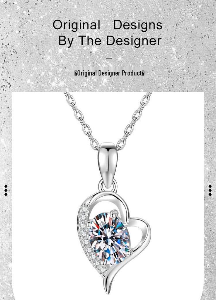 Sterling Silver Heart-Shaped Moissanite Necklace - Elegant and Versatile Pendant